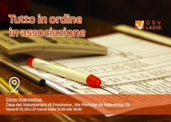 Tutto in ordine in associazione  Casa del Volontariato di FrosinoneInizio corso: 13 marzo